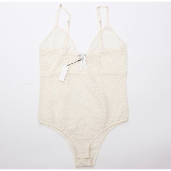 New Fleur du Mal sz L bodysuit off white ivory lace bow - Picture 10 of 12